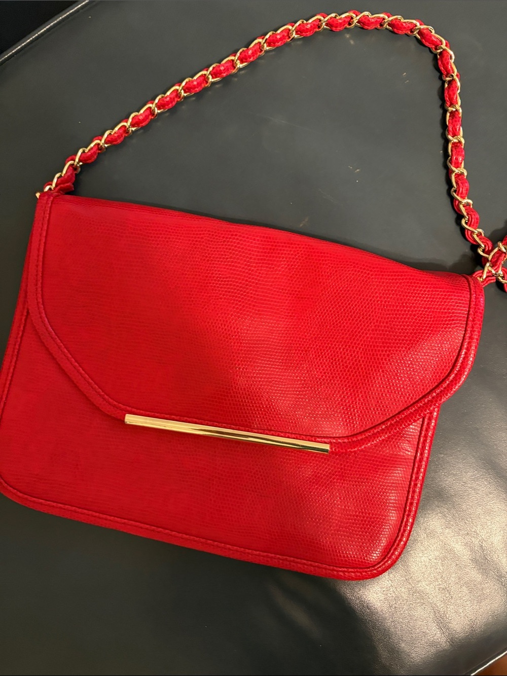 Ivanka Trump Red Shoulder Bag with Gold Chain